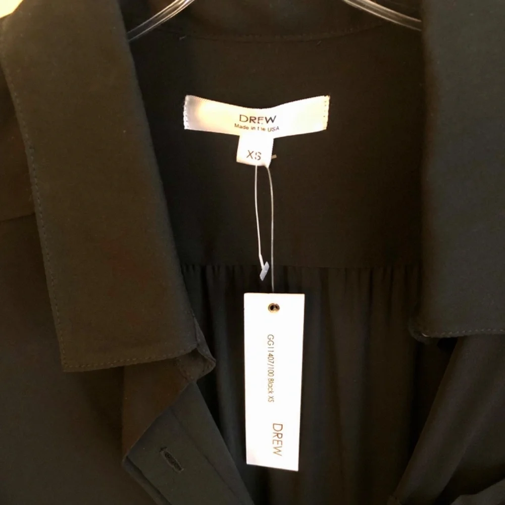 NWT, Black Silk Button Down Blouse - Picture 4 of 9